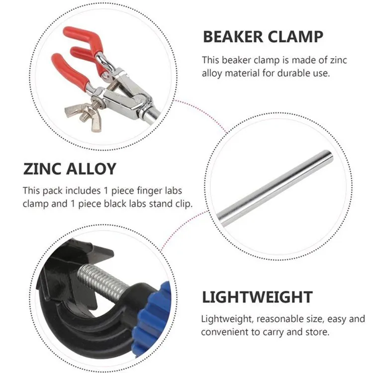 Three Finger Clamp for Chemistry Labs - Durable Zinc Alloy Stand Clamp ...