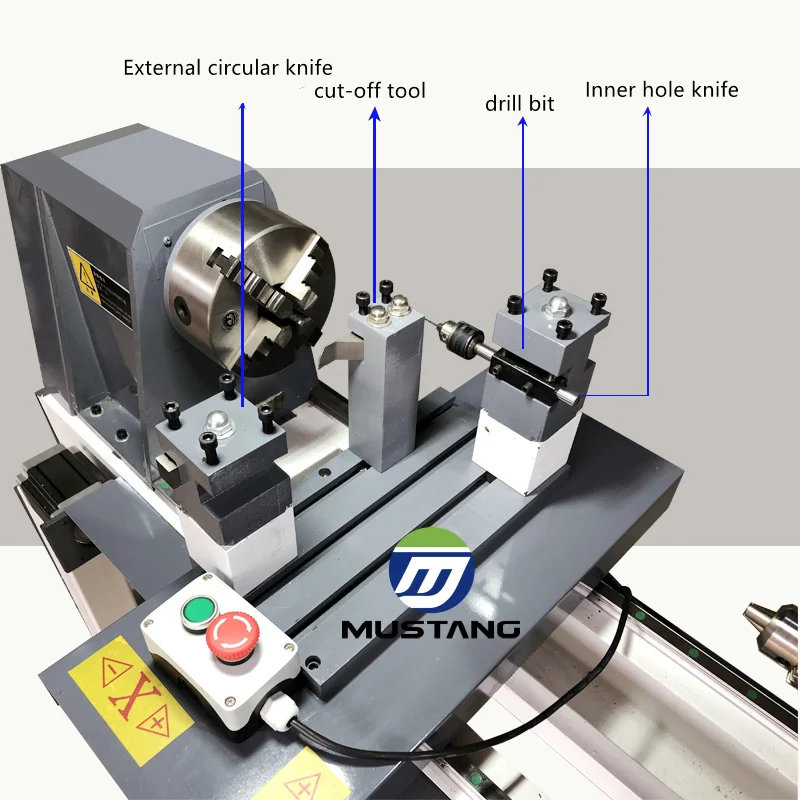 MT5025 Special Design 6-in-1 Mini Wood Lathe Machine CNC DIY Wood Tool 1.5KW Motor 2800RPM Spindle PLC Control Ball Screw
