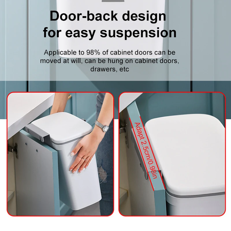 Ds1062 7/9l Bathroom Garbage Can Wall Wall Mounted Waste Bin Food Waste