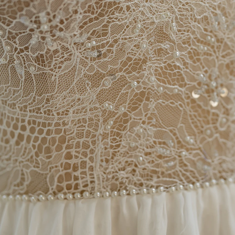 Guest Vintage V-neck Pearls Wedding Dresses for Women Jancember RL238