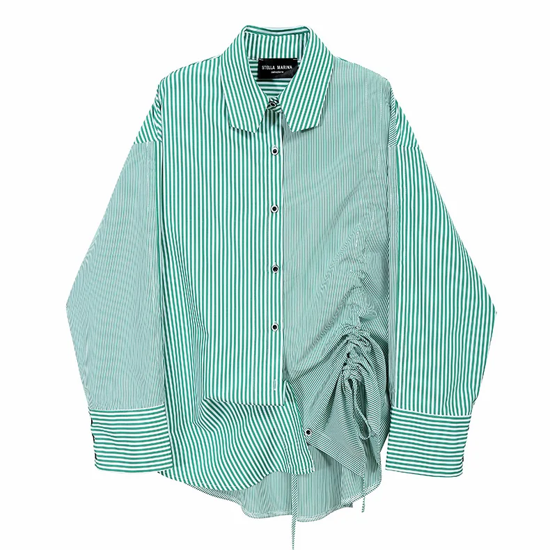 Camisa A Rayas Con Cuello Levantado Para Mujer,Camisa Irregular Con  Cordón,Para Otoño Y Primavera,Novedad De 2021 - Buy Blusas Para Mujer  2021,Blusas De Mujeres Camisa De La Oficina,Top De Mujer Product on