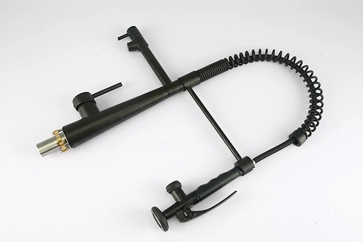 Mezclador de grifos de cocina con resorte extraíble de una sola palanca