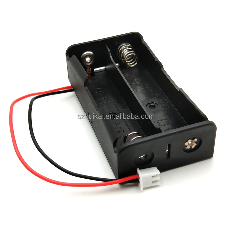 Black 18650 Battery Holder Case - DIY Battery Box For 2x 18650 Cells - 3.7V Battery Pack