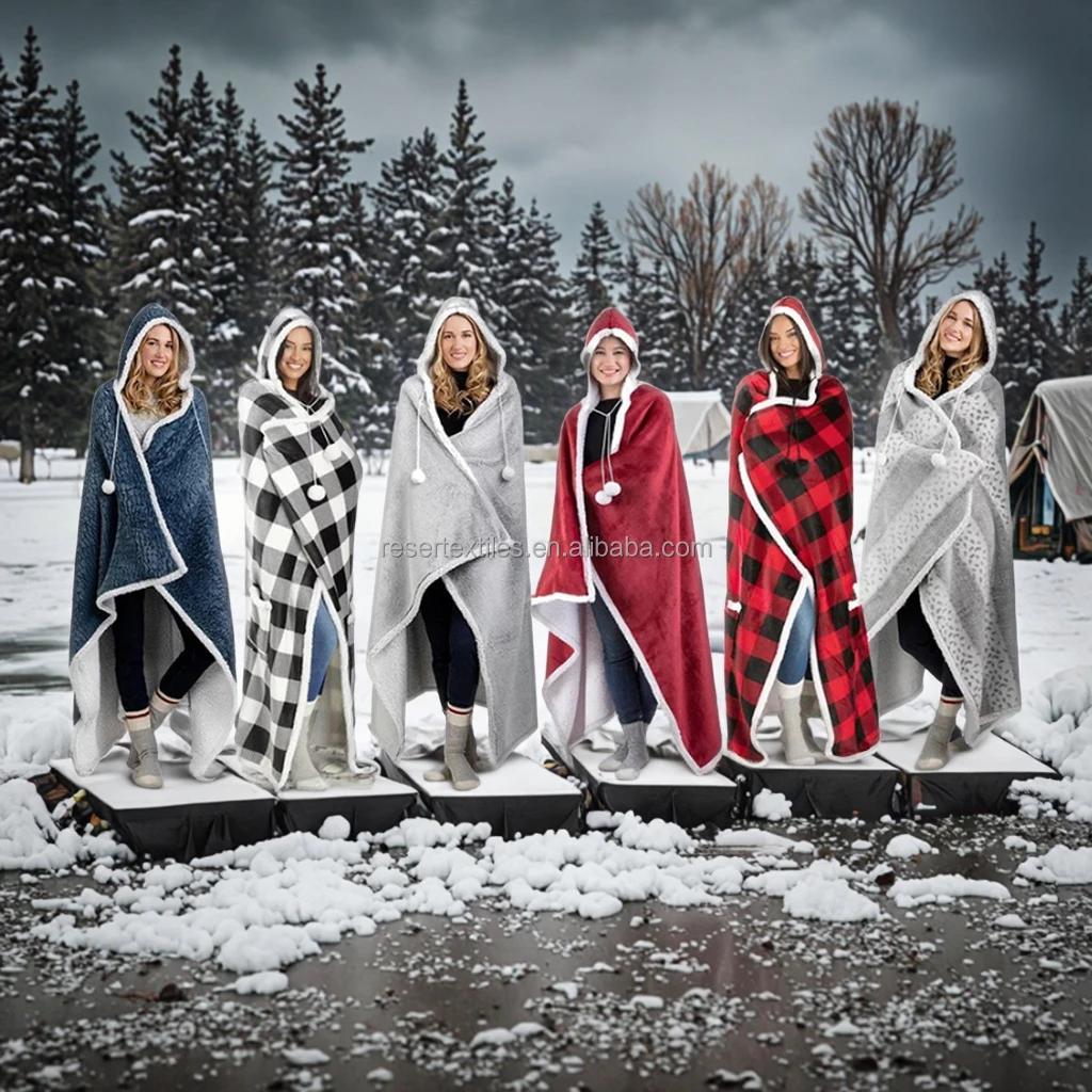 Christmas Deer Design Modern Sherpa Flannel Fleece Throw Blanket Knitted Eco-Friendly Anti-Pilling Fluffy Couch Bed Sofa Cozy