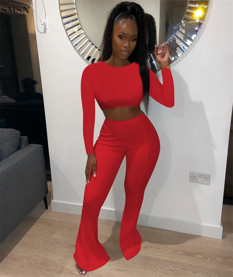 red 2 piece pant set