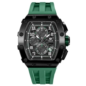 Luxury Men's Tonneau Wrist Watch with SEIKO Quartz Movement 18mm Silicone Band-Hot Sale Fashion Item for Dropshipping