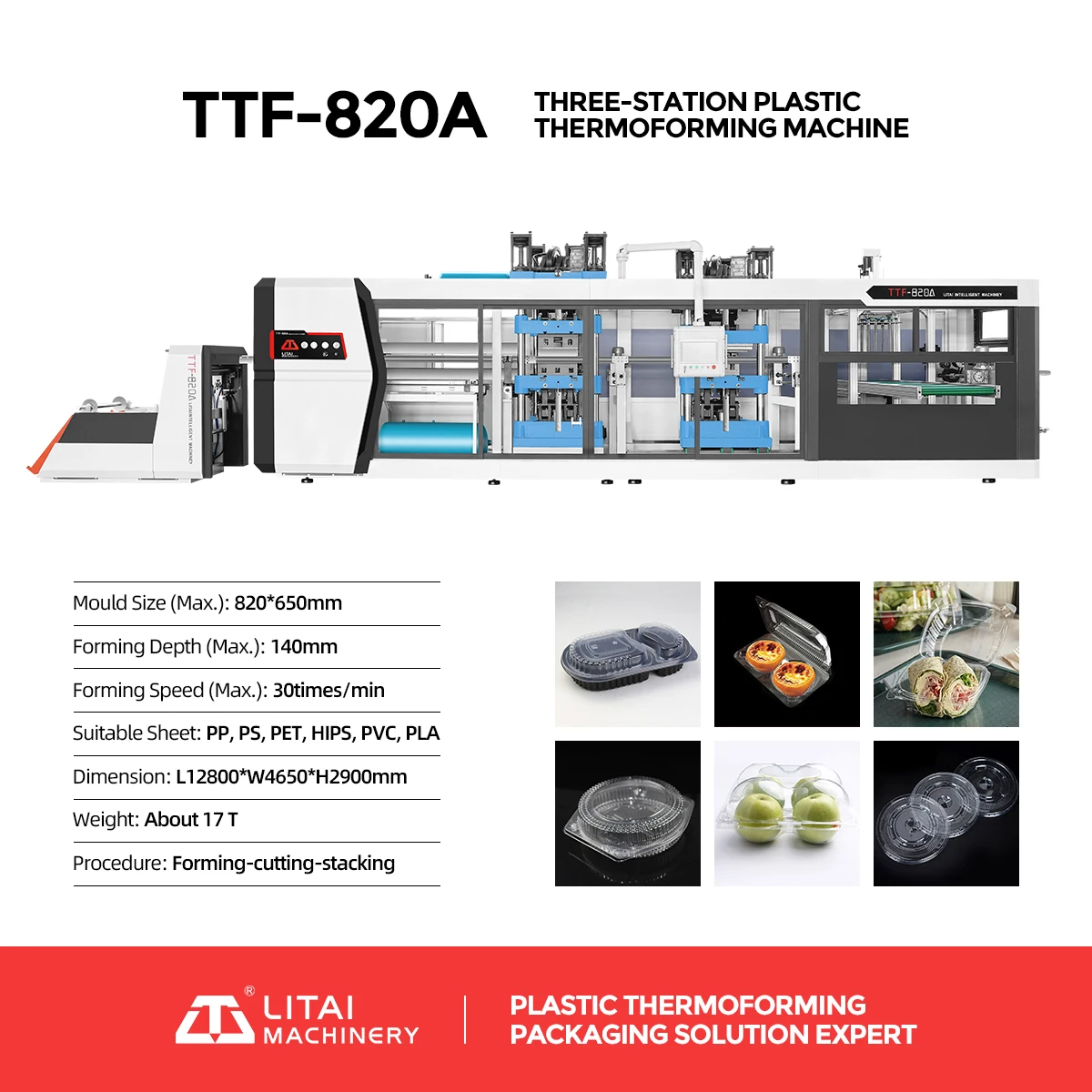 Thermoforming Machine for Making Chocolate Pp Tray Food Containers
