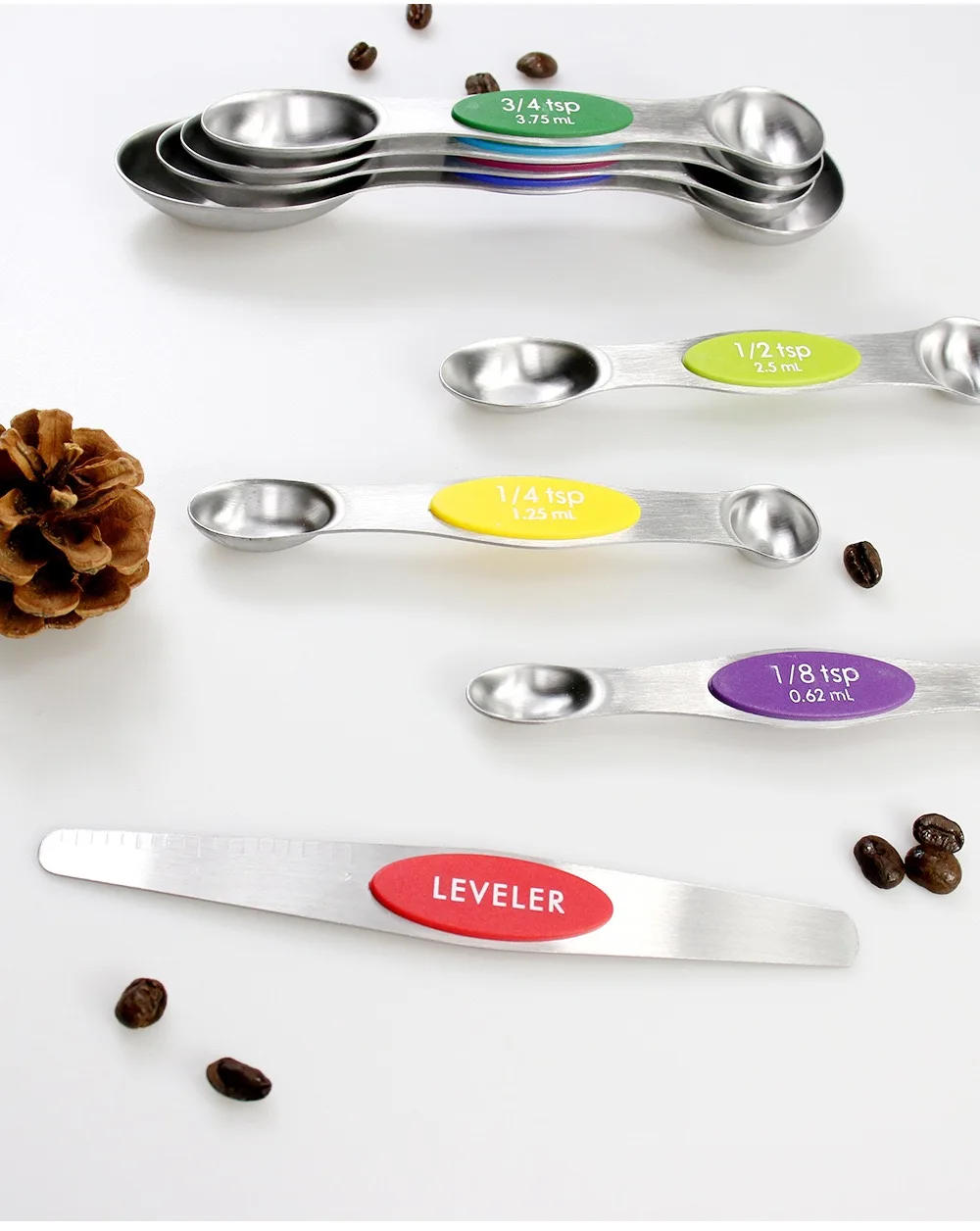 Double Head 430 Stainless Steel Measuring Cups 8 PCS Custom Logo