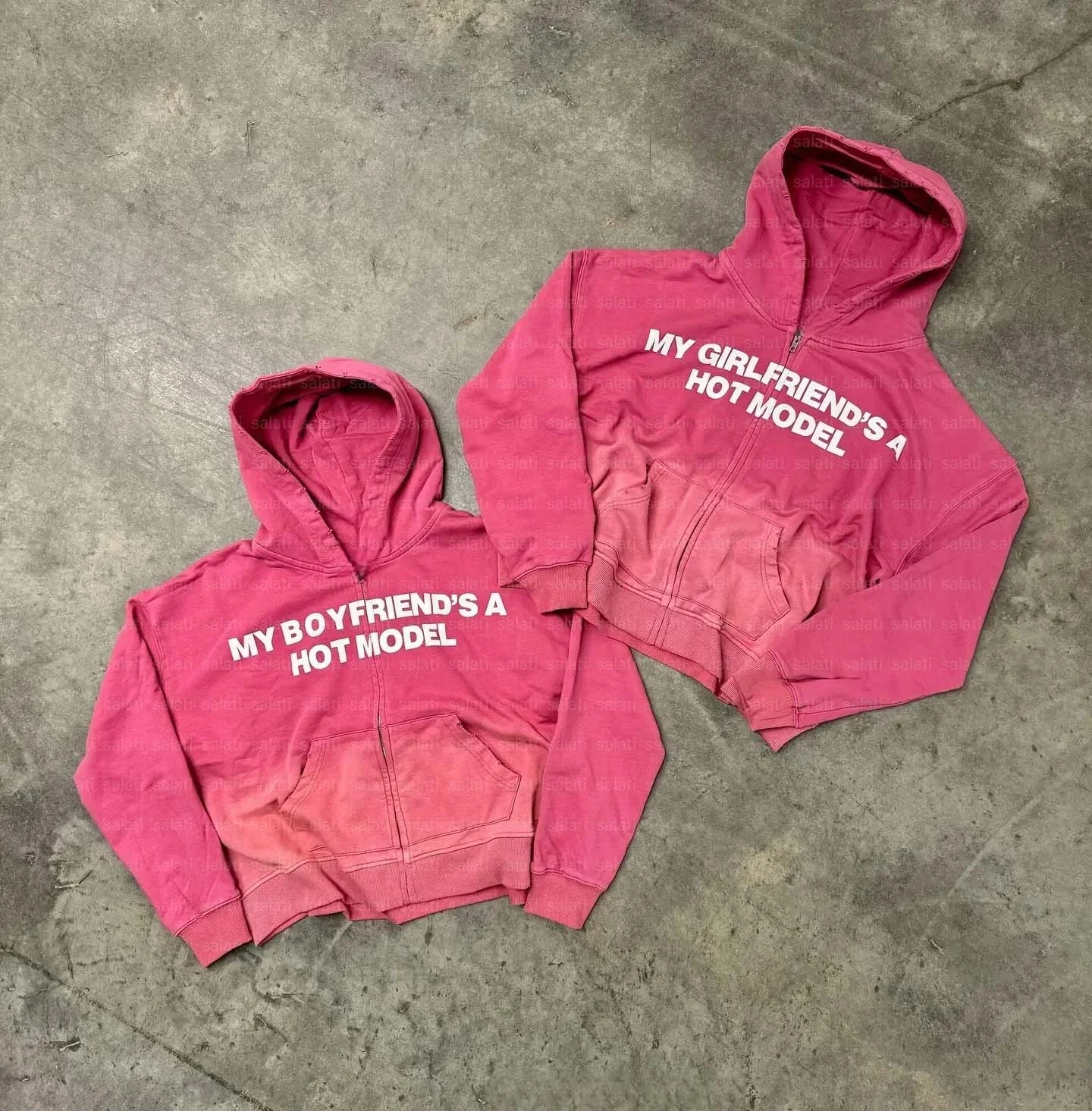 Custom Y2K Distressed Hoddies Jacket 100% Cotton French Terry Screen Print Sun Faded Acid Wash Zip up Unisex Cropped Hoodies Men gallery 2