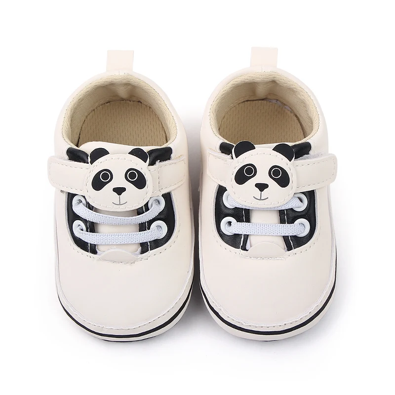 Cute Panada Design Hook&loop Soft Leather PU Baby Toddler Boys and Girls Shoes Newborn Infant Unisex Shoes factory
