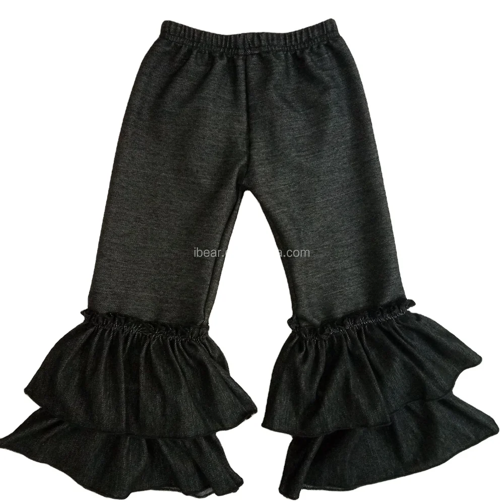 Knit Cotton Clothing Denim Ruffle Pants 