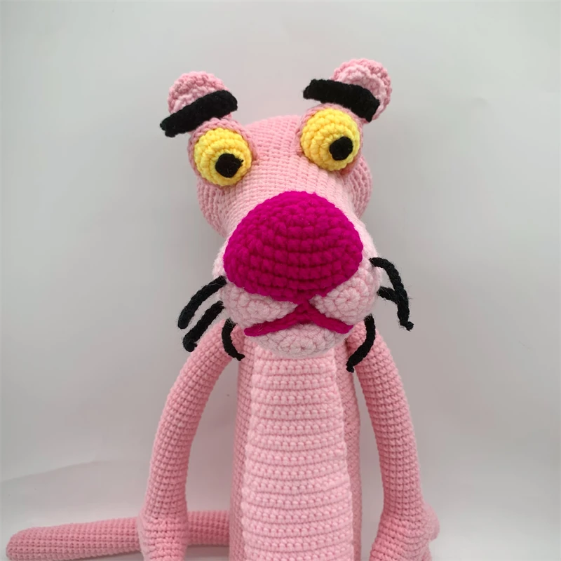 New Arrived Custom Pink Color Crochet Panther Amigurumi Crocheted Panther Dolls for Kids