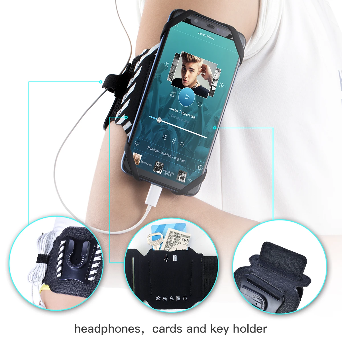 Earbuds Running Armband For Phone And Keys Universal Running Phone