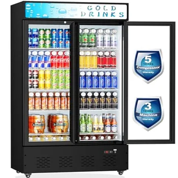 REBIRTH RB Commercial Beverage Refrigerator Merchandiser 3 Glass Doors LED Lighting Adjustable Shelves ETL Sanitation 63.5 Cu Ft