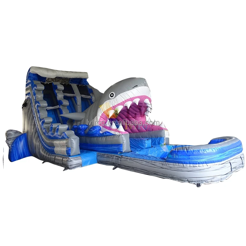 Giant Shark Inflatable Water Slide With Pool,Inflatable Shark Water