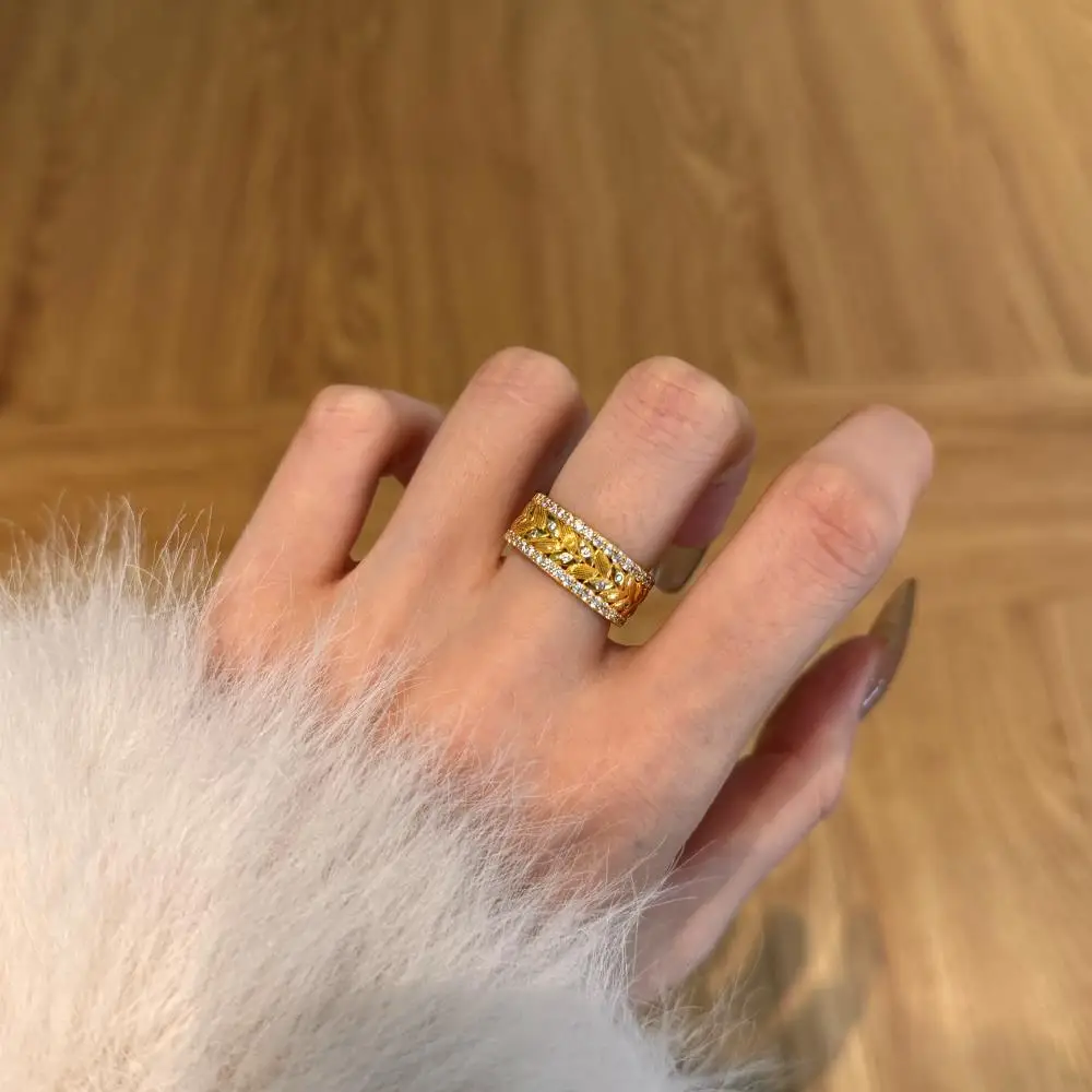 KAKODIY Hip Hop Style 8.5mm Width Spacious Herringbone Spelling 925 Cubic Zirconia Sterling Silver Ring detail 7