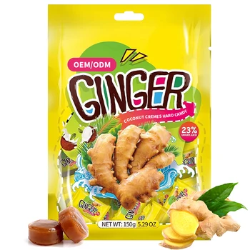 Best Selling Products OEM And ODM Private Label Hard Candy Helps To Increase Metabolism Ginger Coconut Cremes Hard Candy