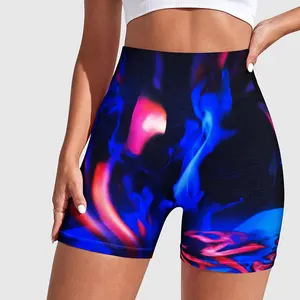 Customized 5 Pcs Women's Yoga Shorts Color Blocking Tummy Control Breathable Tight Gym Workout Wear Sports Clothing