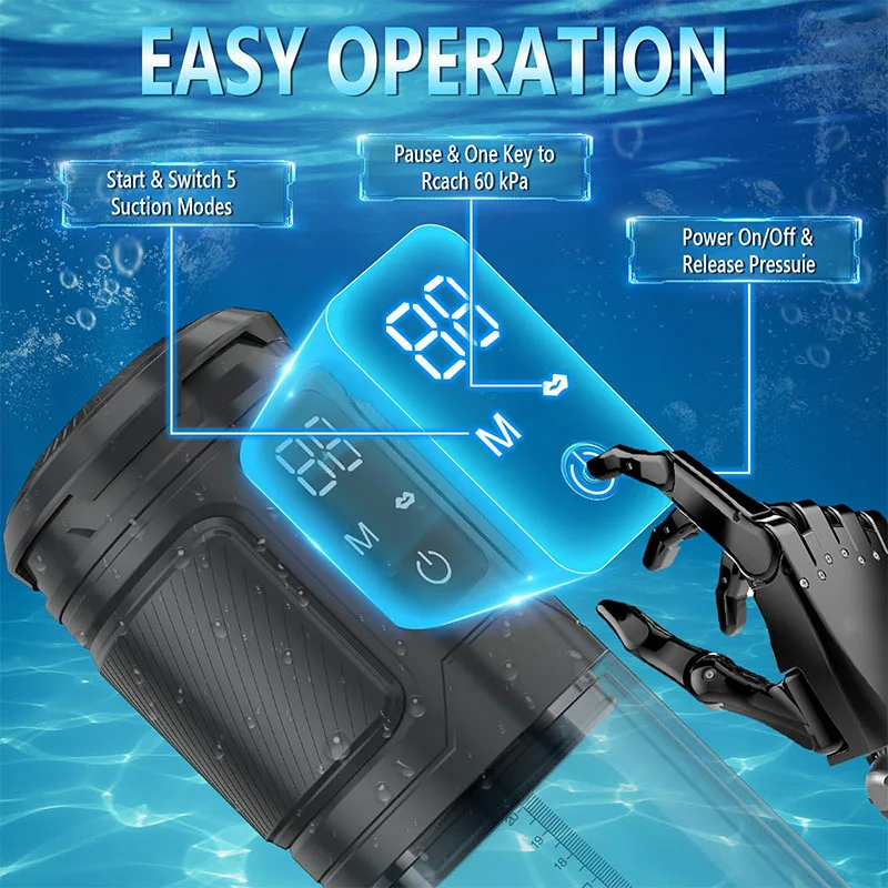Waterproof Automatic Suction Cock Pump Devices Electric Male Enhancement Water Penis Pump with Penis Rings and Mini Pocket Pussy