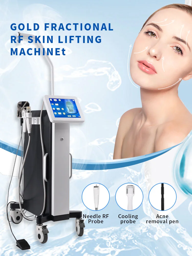 Discover the advanced 3-in-1 RF microneedling machine featuring fractional RF, cooling ice hammer, and monopolar RF acne pen. Designed for clinics seeking skin tightening, acne reduction, and collagen regeneration with precision technology. RF Microneedling Machine 3-in-1 – Professional Fractional RF Skin Rejuvenation System