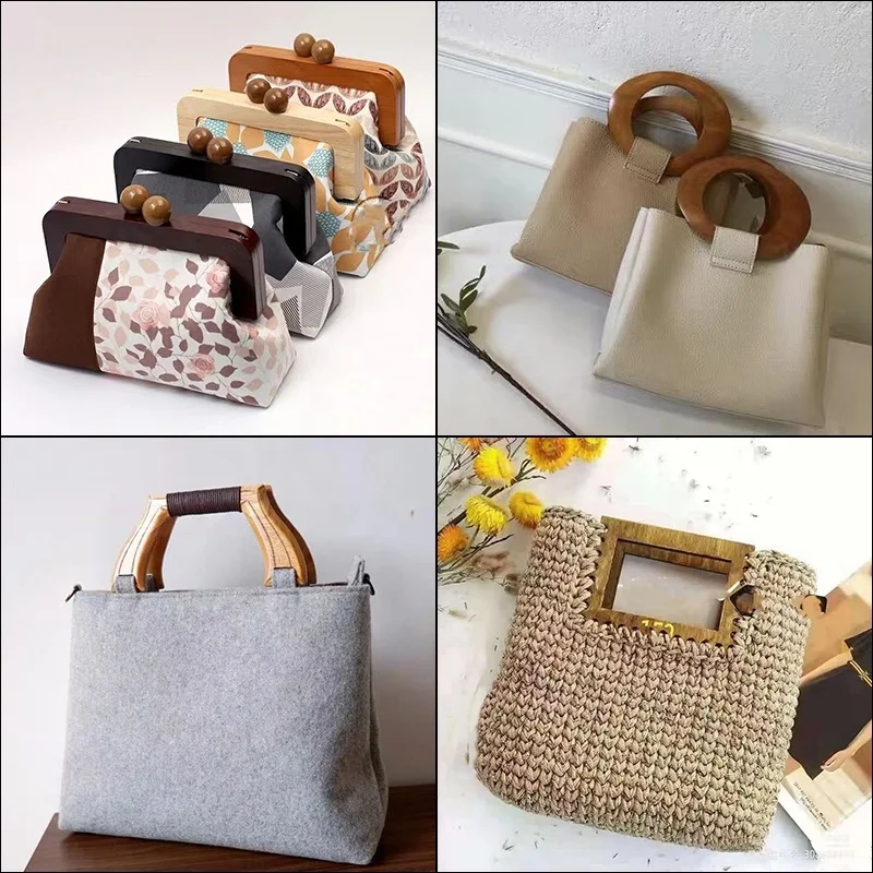 4 Stück D-förmige Holz Griffe Für Handtaschen – Ca. 11,85x8 Cm, DIY Zubehör Zum Selbernähen & Reparieren