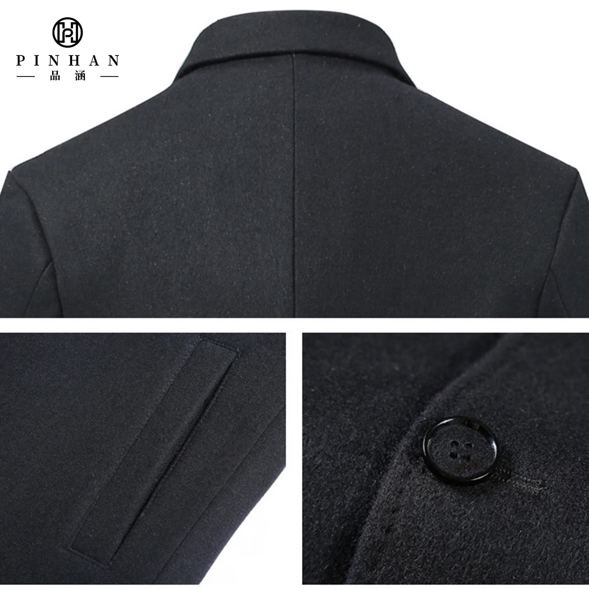 Business Casual Wool Coat Men's British Mid-length Trench Coat Suit ...