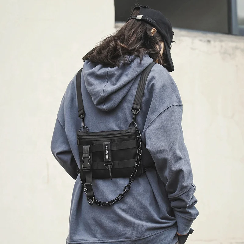 Trendy Style Rectangle Chest Utility Pack Women Tactical Two Straps Chest  Rig Bags Fashion Streetwear Men Hip-hop Chest Bag