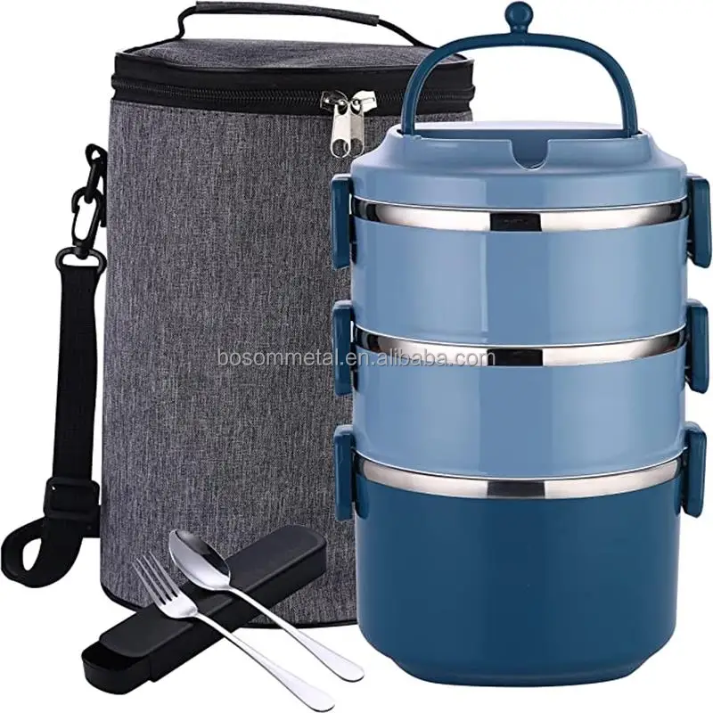 Stackable Thermal Lunch Box Set Bag Portable Insulated Lunch