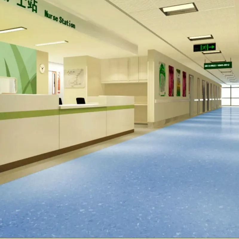 Fireproof PVC Linoleum Covering Plastic Vinyl Rolls Carpet Flooring Tiles for Hospital