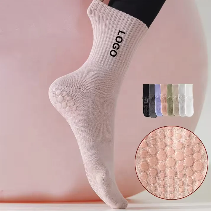 4 Paia Calzini Antiscivolo Per Yoga E Pilates - Cotone, Grip In Silicone, Unisex - Foto 2