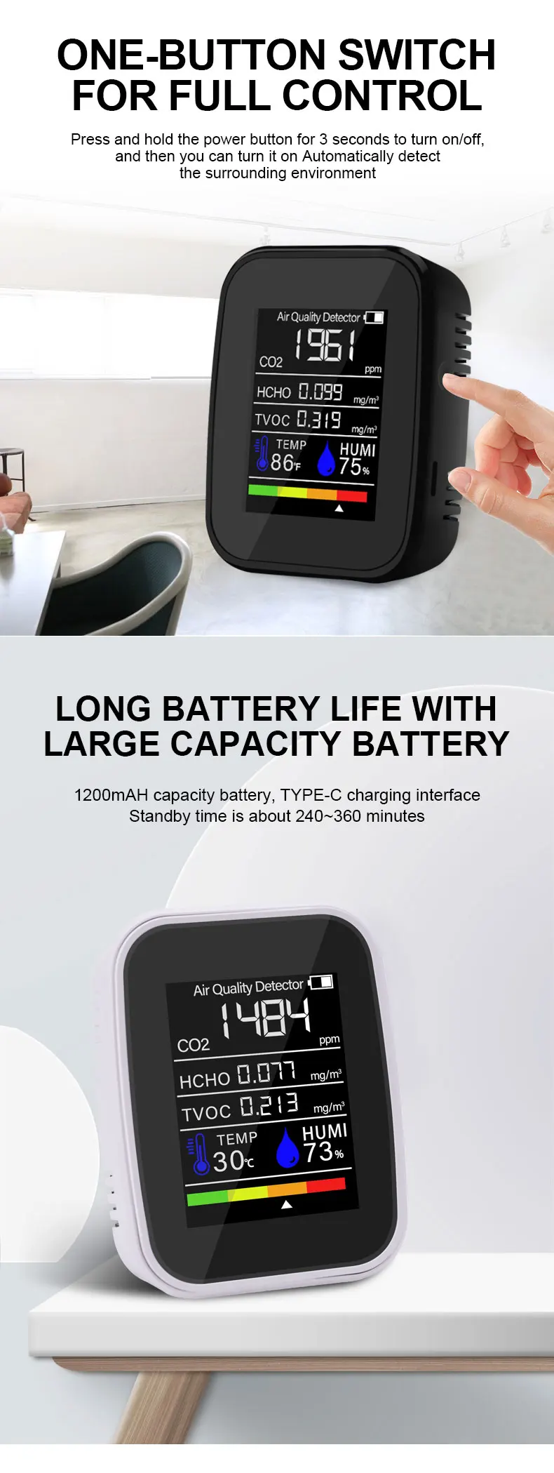 Co2 Meter Sensor Carbon Dioxide Air quality monitor infrared sensor tester meter gas analyzers CO2 gas detector