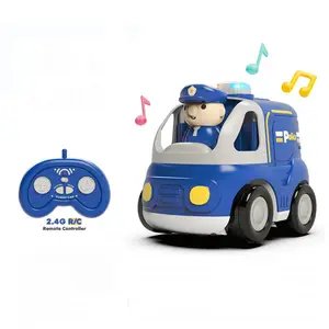 ITTL City Cartoon 2.4G 4 Channels Remote Control Car Light Sound Children's Cartoon Police Car Ambulance Vehicle Toys for Kids