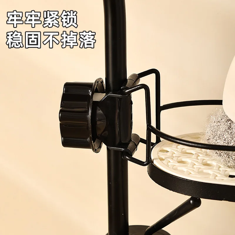 Kitchen Faucet Drain Rack-Household Sink Storage with Sponge and Wipe Holder