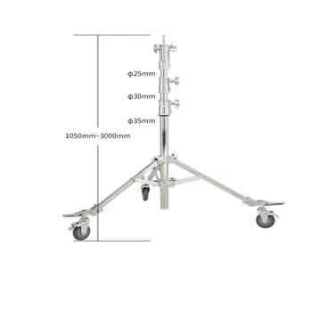 Multi-functional Stainless Light Stand With Wheels Professional  for Photo Studio Photographic Light Stand Tripod With Wheel