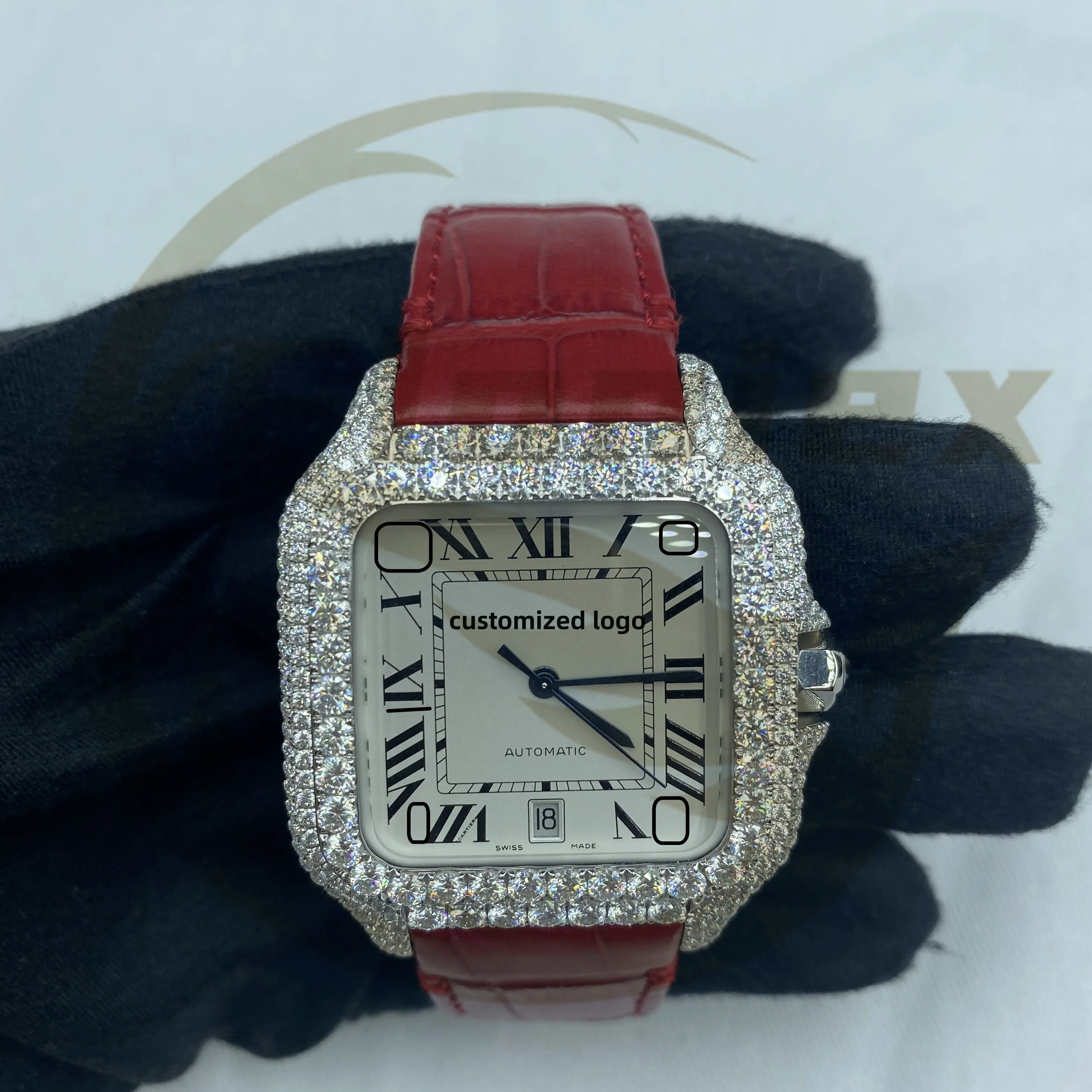 Luxury Rappers Iced Out Diamond Moissanite Wrist Watch VVS Setting ...