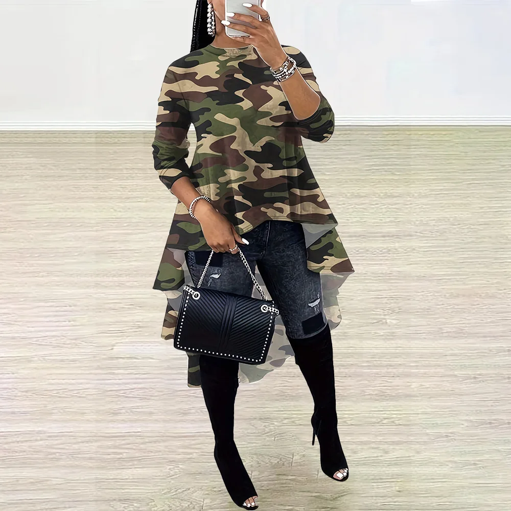 S390715 Long Sleeve Camouflage Dress Women| Alibaba.com