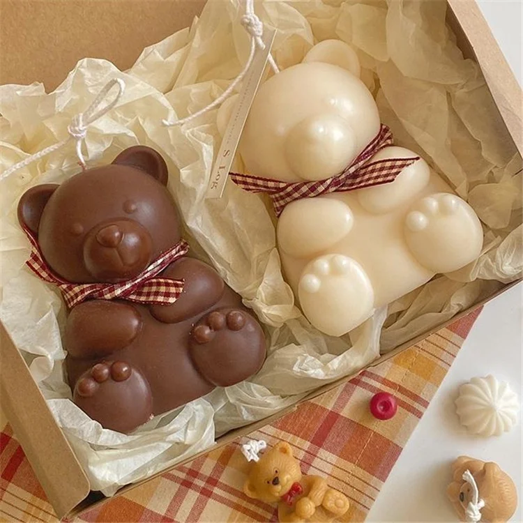 cute teddy bear silicone candle molds