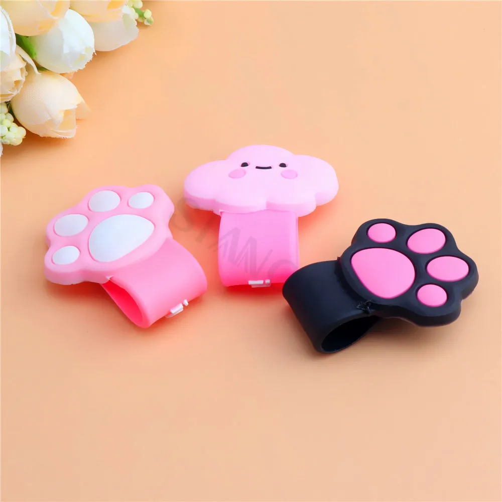 Cute cat paw buckle holder pink cloud mobile phone data cable winder silicone cartoon earphone cable wire storage clip organizer