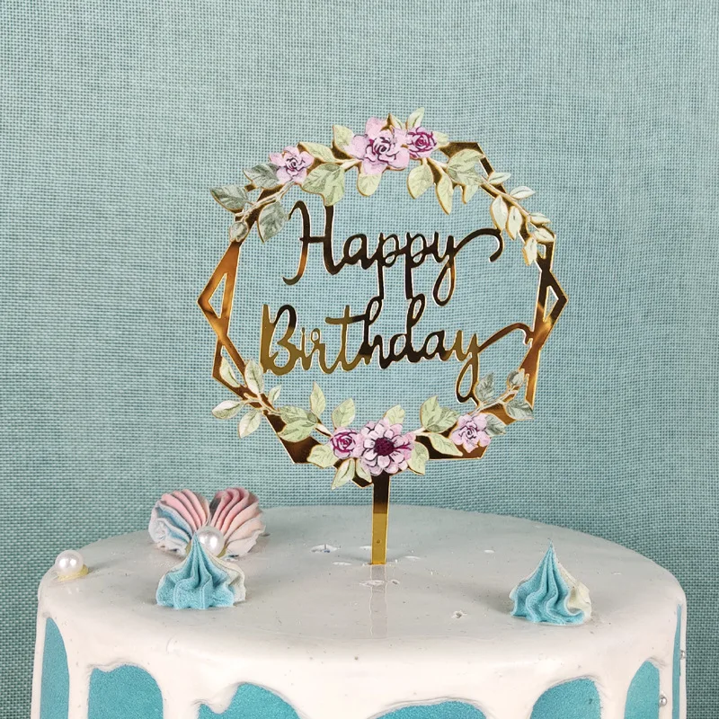 Նոր դիզայնի գունավոր ծաղկային ակրիլիկ տորթի վերևի մասի հարդարանք՝ արտադրողի կողմից ուղղակի մատակարարում, տորթի հարդարանք ծննդյան օրվա և հարսանիքի համար