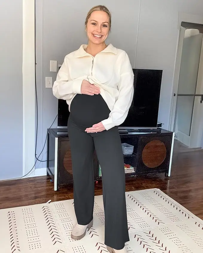 Pregnant Woman's Summer Lightweight Wide-leg Pants with Built-in Support for the Abdomen aperçu 6