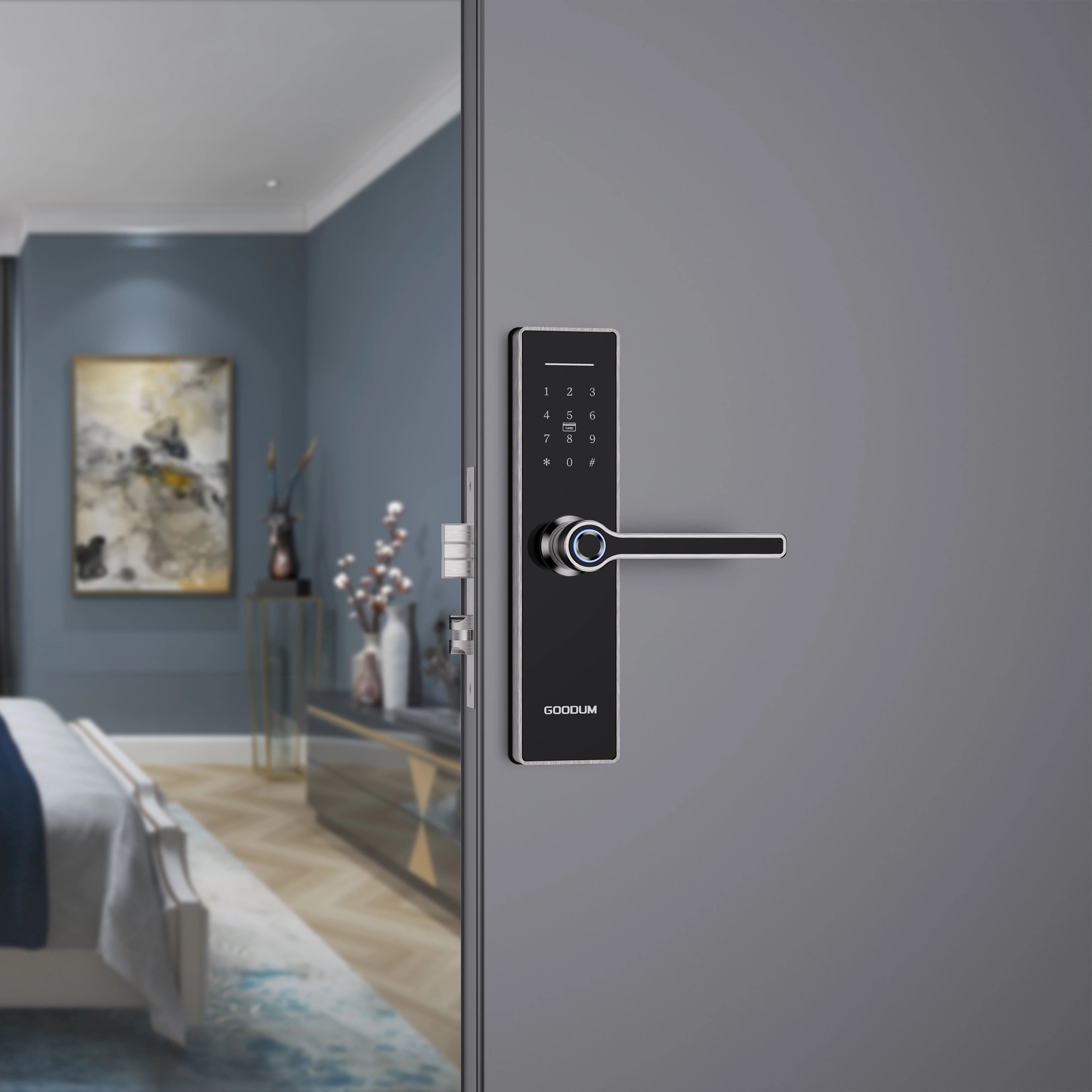 Goodum Tuya APP Wifi Remote Unlock Fingerprint Password RF Card Smart Door Lock H58W for Wooden Door