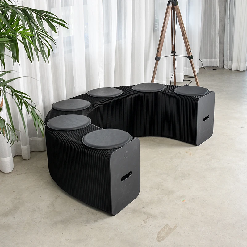 ih  折りたたみ ペーパーロングベンチ Ihpaper 42cmナチュラルアコーディオンロングチェア折りたたみ式