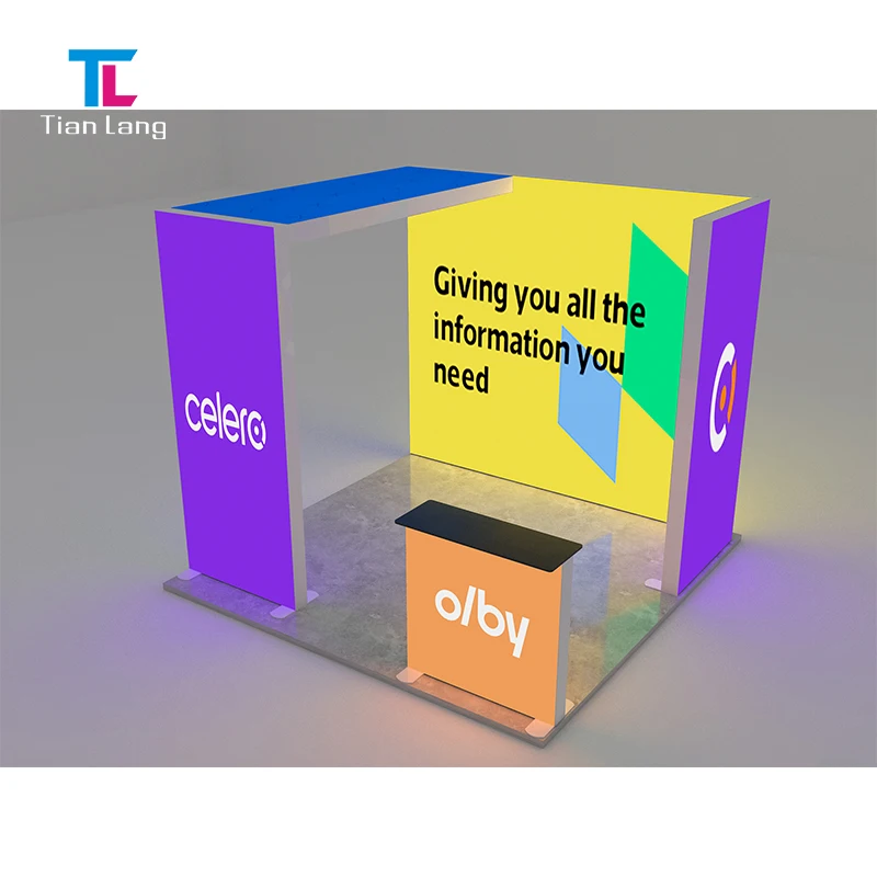 TianLang תצוגה מותאמת אישית מגוון סוגי סטנדרטים לתצוגת תערוכות עם תאורה מאחור טkan 10x10