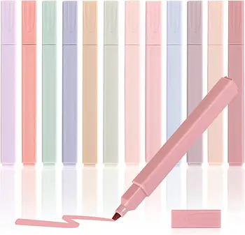 12 Pcs Bible Highlighters and Pens No Bleed Aesthetic Highlighters with  Chisel Tip Pastel Markers Multicolor Aesthetic Pens Kawaii Stationary for