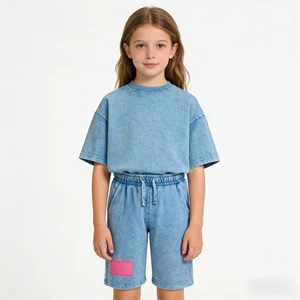 Wholesale Private Label Custom Logo Streetwear Kids Clothing 2026 Summer Boys Short Kids Clothing Set