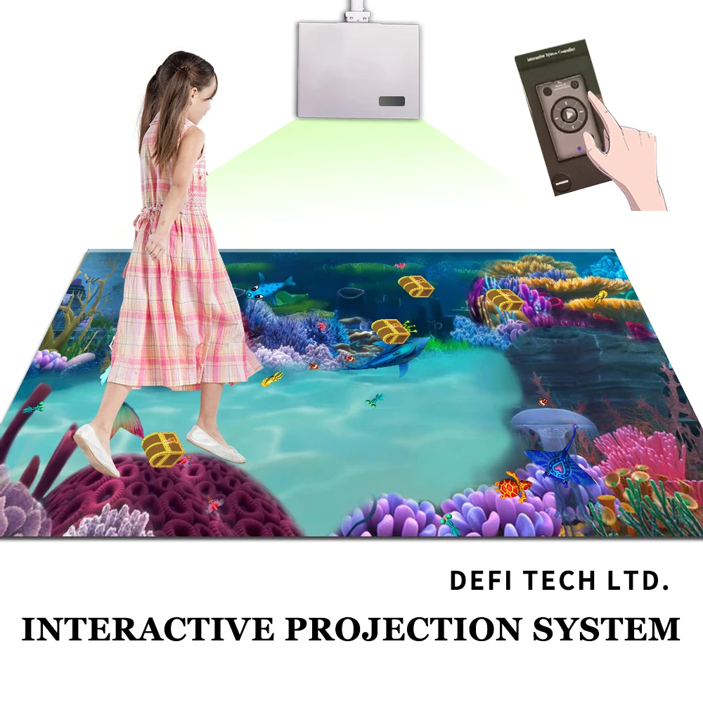 Short Throw 1080p Projector Short Throw Interactive Floor and Wall Projector with 80 Games for Kids School Playground