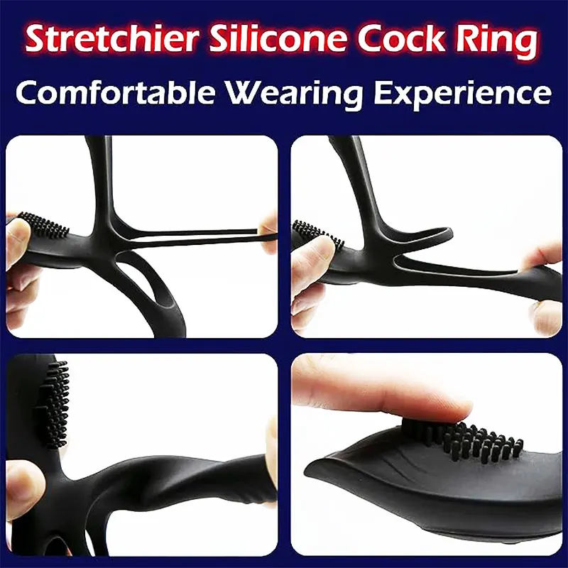 3 in 1 Vibrating Cock Ring With 10 Modes Penis Rings Vibrator for Man