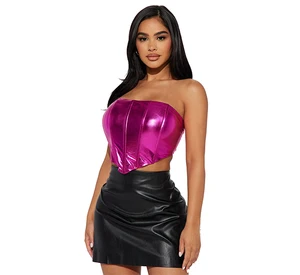 2023 Women New Arrivals Solid Color Strapless Streetwear Bustier Corset Tops for Women