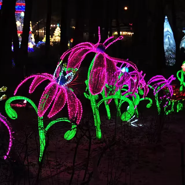 Christmas Lantern Decoration - Flower Motif LED Light for Outdoor