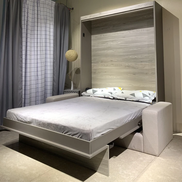 Manual Vertical Murphy Bed Hardware Kit Space Saving Hotel king Size Queen Cheap Bunk Metal Beds Frame With Sofa Connector